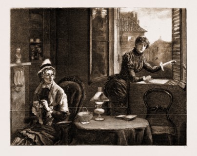 LIKE SHIPS UPON THE SEA, DRAWN BY SYDNEY HALL, "Come in, Violet, and shut the window." 1883