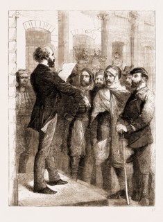 M. GAMBETTA AT TOURS, NOVEMBER, 1870, HARANGUING THE SOLDIERY, FRANCE
