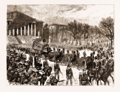 THE LATE LEON GAMBETTA: THE FUNERAL PROCESSION LEAVING THE CHAMBER OF DEPUTIES, 1883