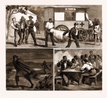 THE SMALL POX EPIDEMIC AT CAPE TOWN: SKETCHES AT THE TEMPORARY HOSPITAL AT "RENZSKIE'S FARM", SOUTH