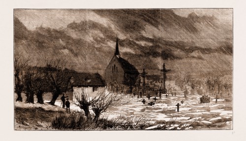 THE DISASTROUS FLOODS IN AUSTRIA-HUNGARY: A FLOODED CHURCHYARD AT RAAB, AUSTRIA, 1883