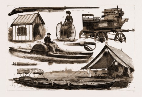 THE SPORTSMAN'S EXHIBITION AT THE AGRICULTURAL HALL, ISLINGTON, LONDON, UK, 1883: 1. Punt Gun. 2. A