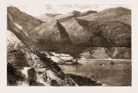 SERIOUS ACCIDENT AT NICE, FRANCE, 1883: THE POINT IN THE ROAD WHERE THE CARRIAGE AND HORSES ROLLED