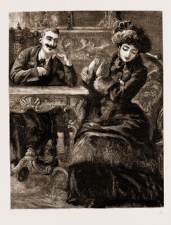 LIKE SHIPS UPON THE SEA, DRAWN BY SYDNEY HALL, 1883; Her face changed suddenly, and lost its