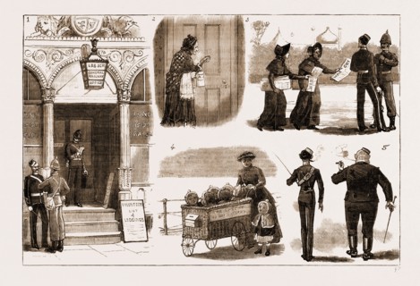 THE VOLUNTEER REVIEW AT BRIGHTON, SKETCHES IN THE TOWN, UK, 1883: 1. The General Agency for