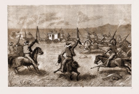 THE TRANSVAAL DIFFICULTY, SOUTH AFRICA, 1883: LOYAL BOERS RECEIVING A VISITOR OF NOTE