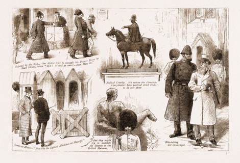THE DYNAMITE PLOT: SENTRIES AT THE LONDON PUBLIC BUILDINGS, UK, 1883
