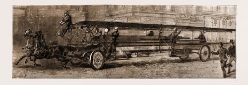 THE NEW LADDER-TRUCK FOR SAVING LIFE AT FIRES: FIRST USED AT THE GREAT FIRE IN PATERNOSTER ROW, UK,