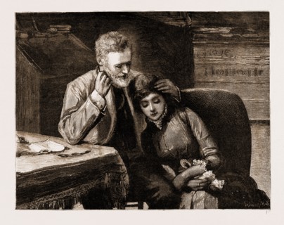 LIKE SHIPS UPON THE SEA, DRAWN BY SYDNEY HALL, 1883; Beppe gently stroked the rich black tresses of
