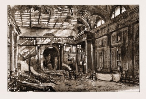 THE DISASTROUS FIRE AT FREEMASONS' HALL, GREAT QUEEN STREET: THE SCENE OF THE CONFLAGRATION,