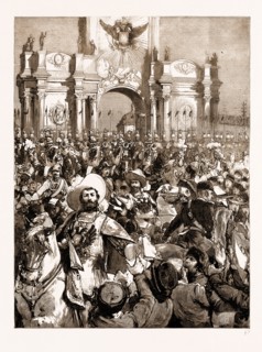 THE CORONATION OF THE CZAR OF RUSSIA, 1883: HERALDS SCATTERING THE IMPERIAL PROCLAMATION