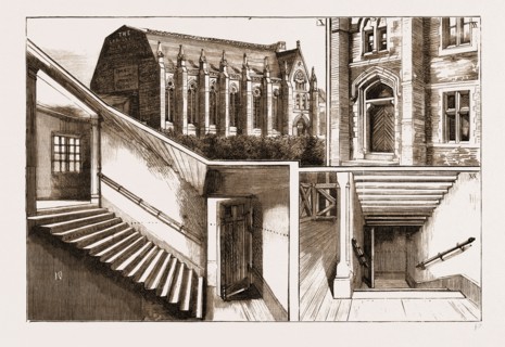 THE TERRIBLE DISASTER AT SUNDERLAND, UK, 1883: 1. Exterior View of the Victoria Hall. 2. External