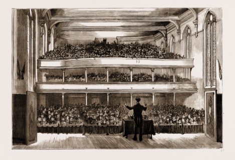 THE TERRIBLE DISASTER AT SUNDERLAND, UK, 1883: THE INTERIOR OF THE VICTORIA HALL