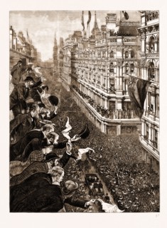 THE BRIGHT JUBILEE AT BIRMINGHAM, UK, 1883: THE PROCESSION PASSING ALONG NEW STREET