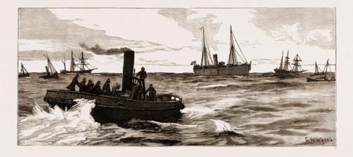 THE ASSASSINATION OF CAREY, ARREST OF O'DONNELL AT PORT ELIZABETH: THE POLICE GOING OFF IN A LAUNCH