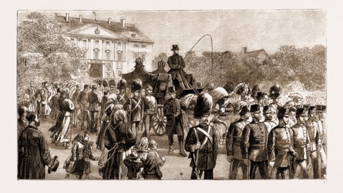 FUNERAL OF THE LATE COMTE DE CHAMBORD: THE FUNERAL PROCESSION LEAVING THE CASTLE, FROHSDORF, FOR