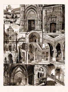 ARCHITECTURAL ART IN SPAIN, 1883: 1. Ancient Convent of San Feo, Cordova. 2. Doorway of the