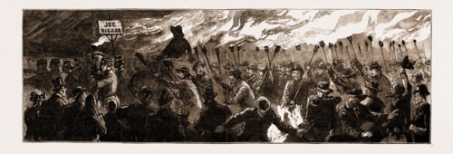 SIR STAFFORD NORTHCOTE IN ULSTER: THE ORANGE TORCHLIGHT PROCESSION IN THE STREETS OF BELFAST,