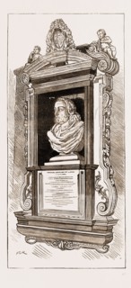MEMORIAL BUST AND TABLET IN HEMPSTEAD CHURCH OF DR. WILLIAM HARVEY, UK, 1883