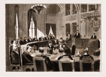 THE CONSTITUTIONAL CRISIS IN NORWAY, 1883: VIEW OF THE COURT AT CHRISTIANA IN WHICH THE NORWEGIAN