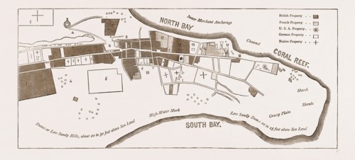 THE FRENCH IN MADAGASCAR, PLAN OF TAMATAVE, SHOWING THE AMOUNT OF PROPERTY OWNED BY DIFFERENT