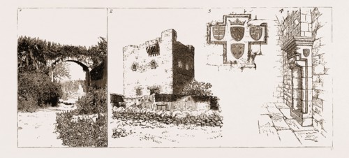 AN ANCIENT TOWER AT COLOSSE, NEAR LIMASOL, CYPRUS, 1883: 1. Aqueduct at Colosse. 2. Exterior of the