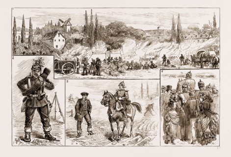 INCIDENTS ON THE FIELD, GERMANY, 1883: 1. Bivouac near Gross-Jena. 2. The Enemy (A Sprig of Leaves,