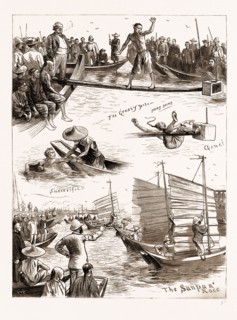 AQUATIC SPORTS AT AMOY, 1883; THE GREASY POLE, THE SANPAN RACE
