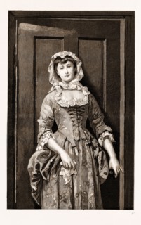 "DOLLY VARDEN", FROM THE PAINTING BY EDGAR HANLEY, EXHIBITED AT THE ROYAL ACADEMY, UK, 1883