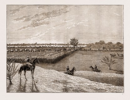 THE EXPEDITION INTO KURDUFAN, TROOPS ABOUT TO BREAK CAMP AT SUNRISE, SUDAN, 1883