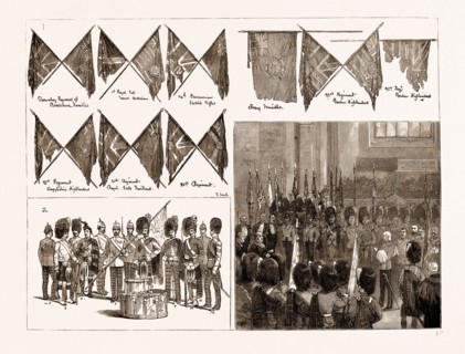 THE DUKE OF CAMBRIDGE DEPOSITING THE COLOURS OF SEVENTEEN SCOTTISH REGIMENTS IN ST. GILES'S HIGH