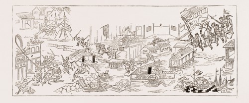 THE RIOTING IN CANTON, 1883: 1. Chinese Camp and Tents. 2. Offices of Messrs. Butterfield and