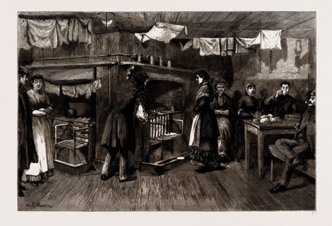 THE KITCHEN OF A COMMON LODGING HOUSE, SPITALFIELDS, LONDON, UK, 1886