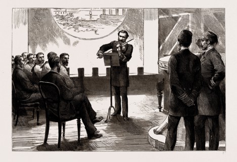 THE COMBINED FLEET IN SUDA BAY: THE DUKE OF EDINBURGH PLAYS THE VIOLIN, 1886