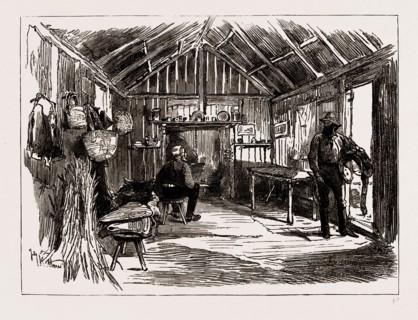 AUSTRALIAN EXHIBITS AT THE COLONIAL AND INDIA EXHIBITION, 1886: BUSHMAN'S HUT, SOUTH AUSTRALIAN