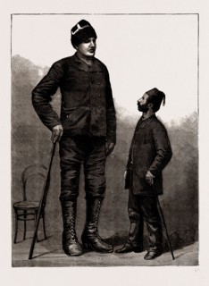 AMANAB, A GREEK GIANT, 1886; He is 7 ft. 9 in. high; 27 in. round the head; 53 in. round the chest;