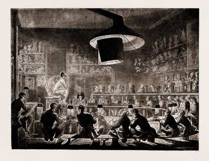 THE LIFE SCHOOL OF THE ACADEMY, SOMERSET HOUSE, UK, 1886, T. Rowlandson and Pugin
