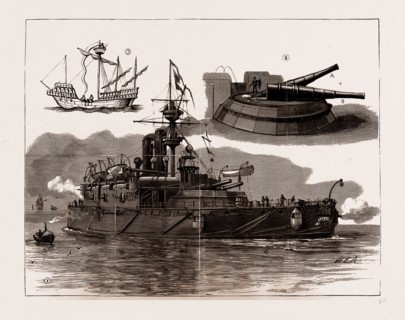 THE ACCIDENT ON BOARD H.M.S. "COLLINGWOOD", 1886: 1. General View of the Ship. 2. The Large Guns on