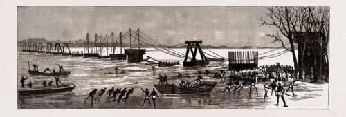 OUR INDIAN FRONTIER RAILWAYS: NEW BRIDGE OVER THE JHELUM AT CHAH NIZAM, PUNJAUB, 1886