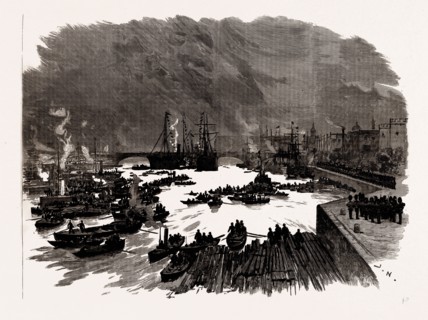 THE LAYING OF THE MEMORIAL STONE OF THE NEW TOWER BRIDGE BY THE PRINCE OF WALES: THE SCENE ON THE