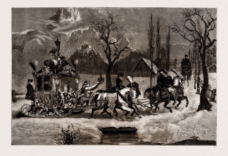 KING LUDWIG OF BAVARIA DRIVING IN HIS SLEDGE, 1886