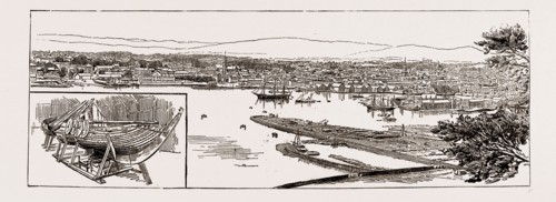 THE VIKING'S SHIP, IN THE MUSEUM, GENERAL VIEW OF CHRISTIANIA, NORWAY, 1886
