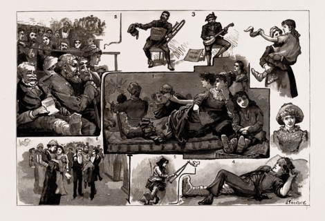 AN ENTERTAINMENT IN A LONDON HOSPITAL, UK, 1886: 1. Some Gallery Patients. 2. Never Too Late to