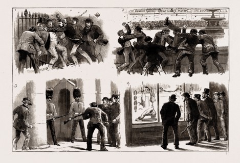 THE RIOTING IN THE WEST END OF LONDON, FEBRUARY 8TH, UK, 1886: 1. BUSILY EMPLOYED, A SCENE IN THE