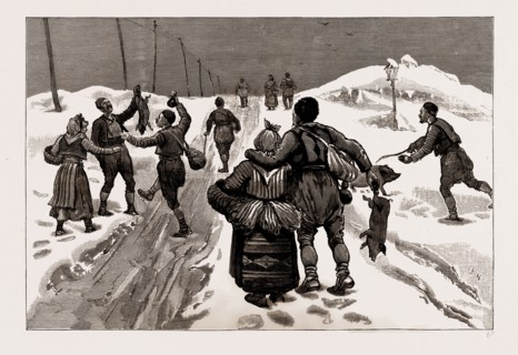 DEMOBILISATION: MEN OF THE FIRST CLASS RETURNING TO THEIR HOMES, SERBIA, 1886