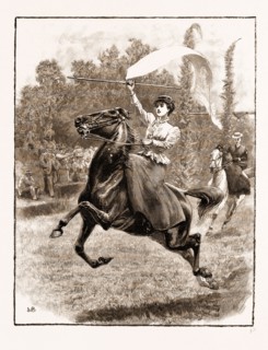 "VICTORY": LADIES TILTING AT THE RING IN TENERIFE, 1897: Tilting at the ring is a favourite