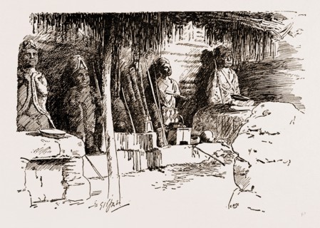 The place where Cannibal Rites and Human Sacrifices are performed. THE JU-JU HOUSE AT GWATO, NEAR