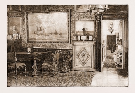 THE KING OF GREECE'S STUDY IN THE PALACE AT ATHENS, GREECE, 1897