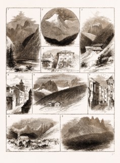 AUSTRIA, TYROL, 1873, I. CIMON DELLA PALA, ROAD THROUGH VALLEY LEADING TO PRIMIERO 2. VIEW NEAR