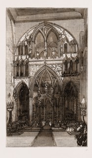 INTERIOR OF DRONTHEIM CATHEDRAL-THE CORONATION, Norway engraving 1873